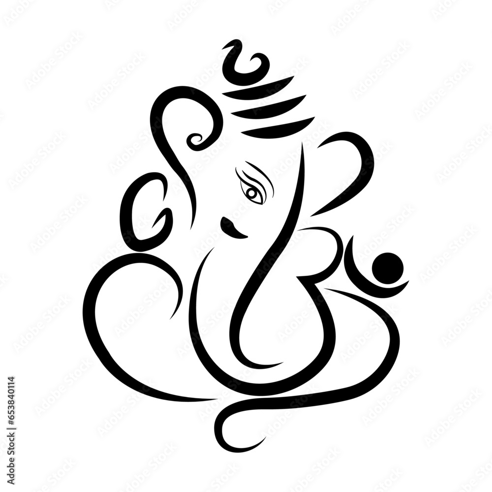 illustration of Ganesh ji tatto formet - obrazy, fototapety, plakaty 