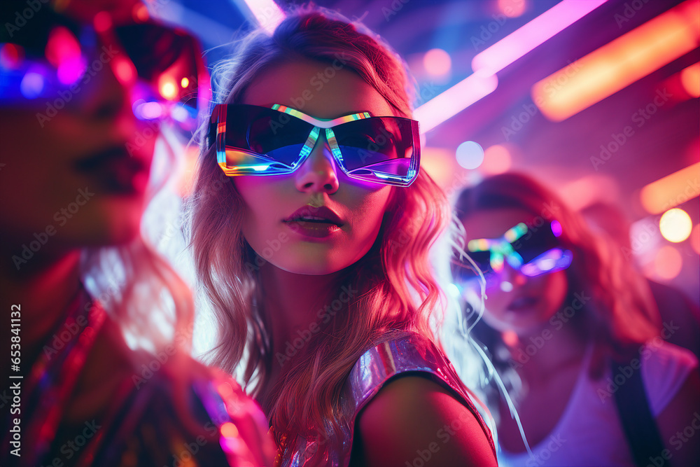 Generative AI technology picture of young people hanging out theme celebration party decorations Generative AI technology picture of young people hanging out theme celebration party decorations