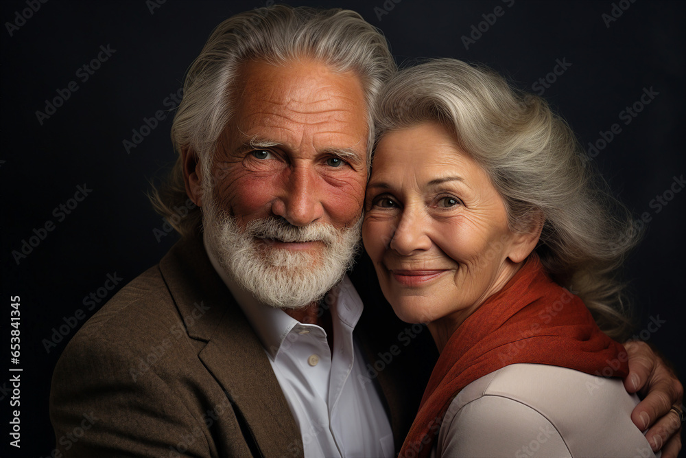 Amazing aged senior couple portrait two lovers spending time together Generative AI