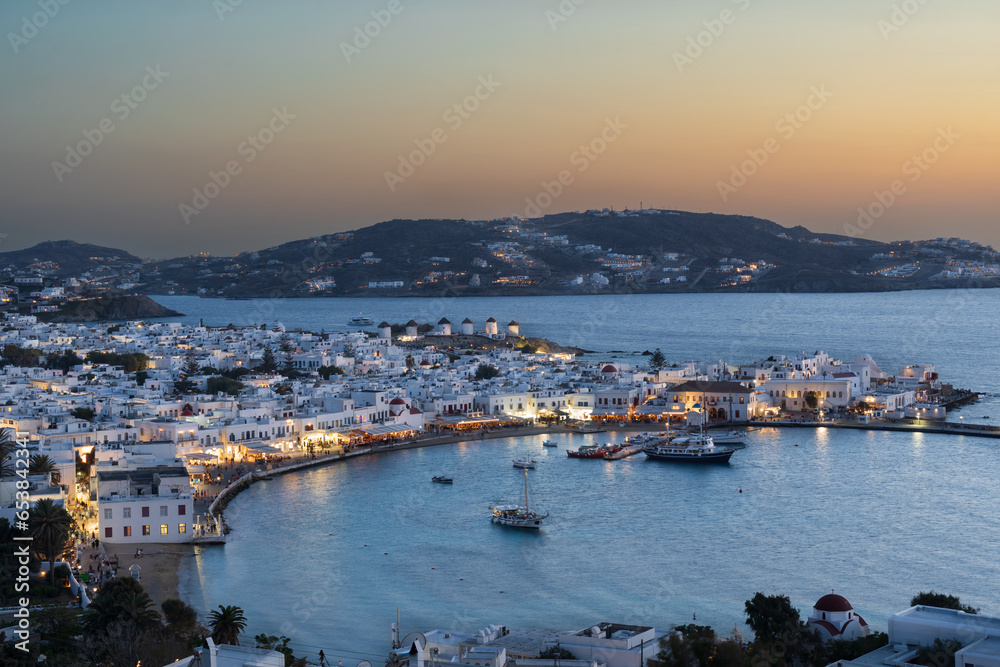 Looking across the Bay in Mykonos Town one of the Cyclades islands