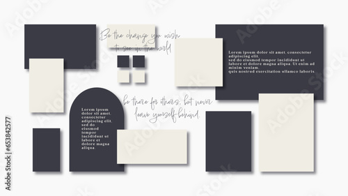 Vector photo collage template moodboard pictures grids vector illustration