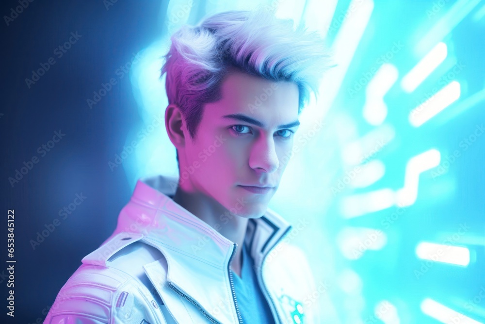 Caucasian Boy Science Fiction Outfit Backdrop Generative AI