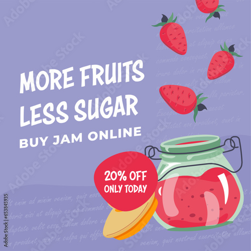 More fruits less sugar, buy jam online banner