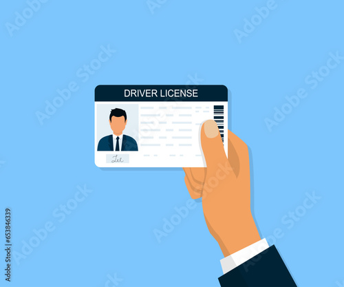 ID card. Identification document with person photo. Flat plastic identity document icon. Driver's license. Driver license plastic card template. Vector illustration