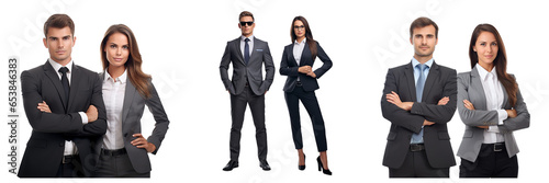 Set of Businessman And Businesswoman Team Isolated on transparent or white Background