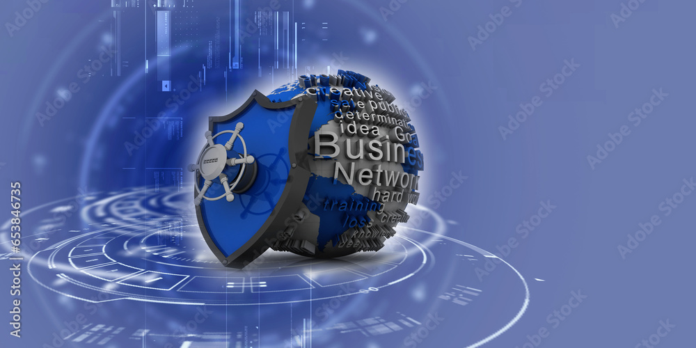 Obraz premium 3d rendering security shield