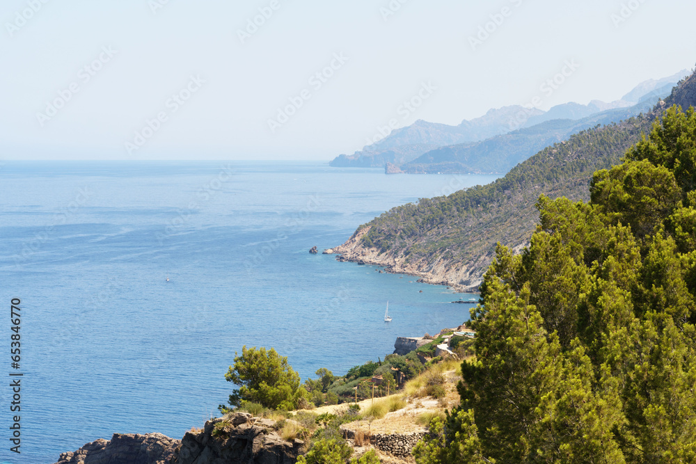 West coast and Tramuntana mountain range, Banyalbufar, Mallorca island, Spain