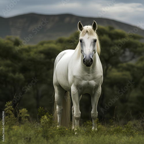 white horse in the field © Munir
