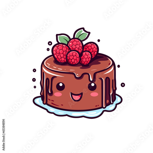 Chocolate Raspberry Truffle Cake, Cartoon, Illustration, Design, PNG