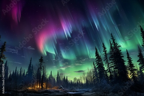 Enchanting transformation Northern Lights paint the sky in purple and green © Jawed Gfx