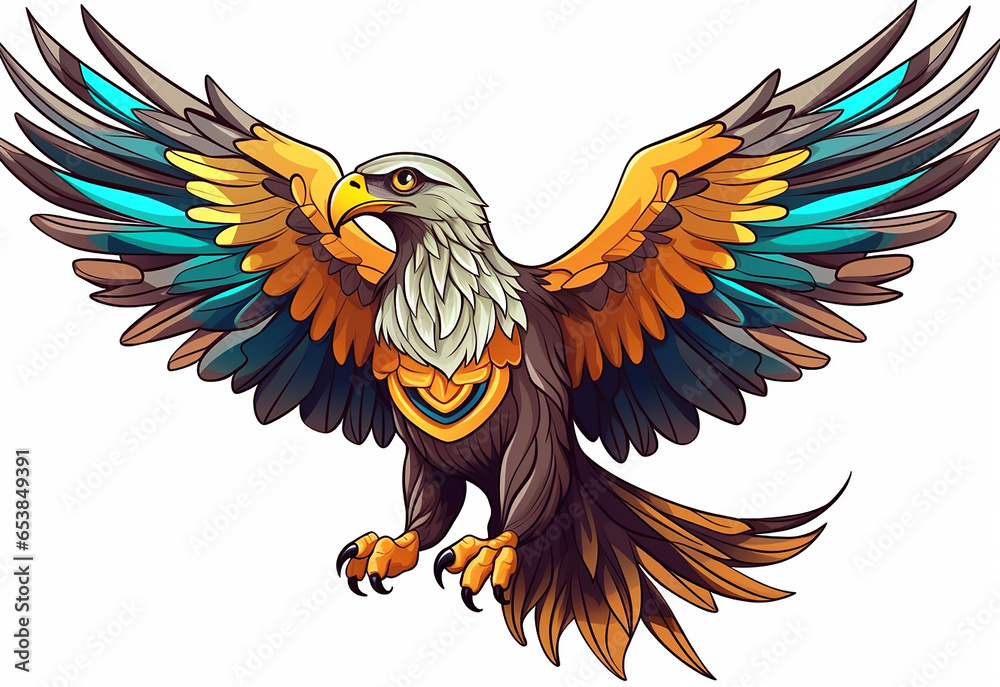 águia personagem de clipart colorido. Design de desenho animado para impressão de camiseta, ícone, logotipo, etiqueta, patch ou adesivo. Ilustração vetorial águia personagem de clipart colorido. Design de desenho animado para impressão de camiseta, ícone, logotipo, etiqueta, patch ou adesivo. Ilustração vetorial