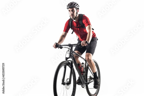 Man on a Bicycle with a White Background