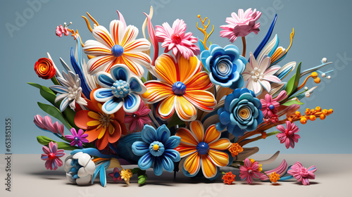 3d paint flower bounquet photo