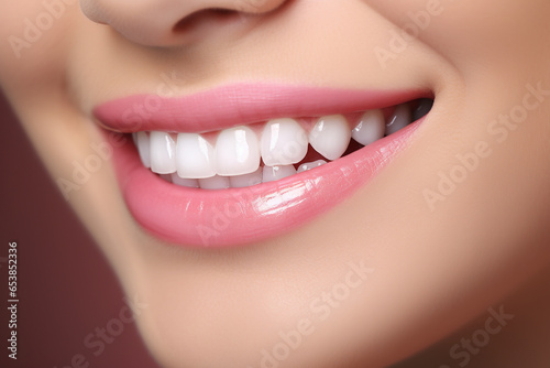 Close up of a female mouth smiling with stunning teeth, dentist concept