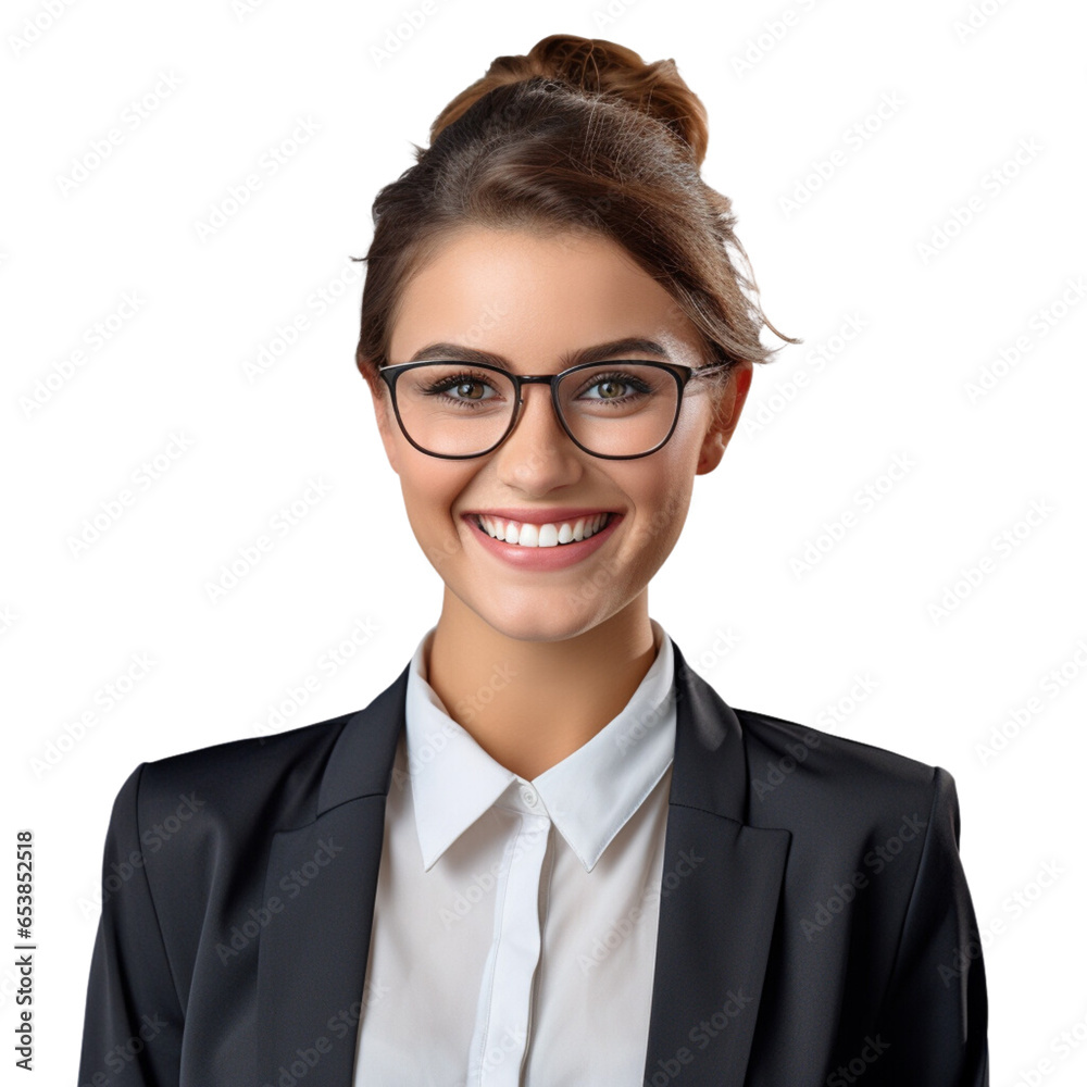 A happy business woman on transparent background