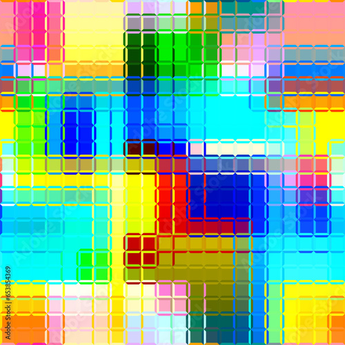 Geometric abstract pattern in low poly style. Tileable image. Small squares with glass effect. Glass mosaic pattern.
