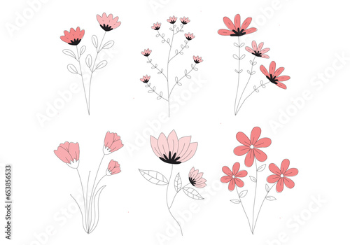 Flower logo  floral logo  flower hand drawn  flower illustration  set  pattern  watercolor  logo design