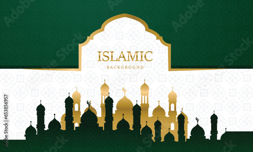 Ramadan kareem banner template with arabic ornament pattern concept