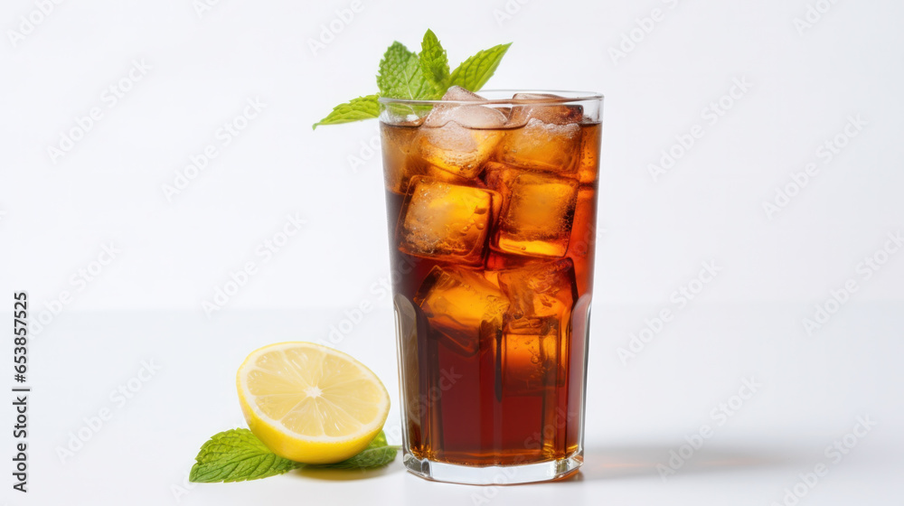 Glass of lemon ice tea isolated on white background Glass of lemon ice tea isolated on white background