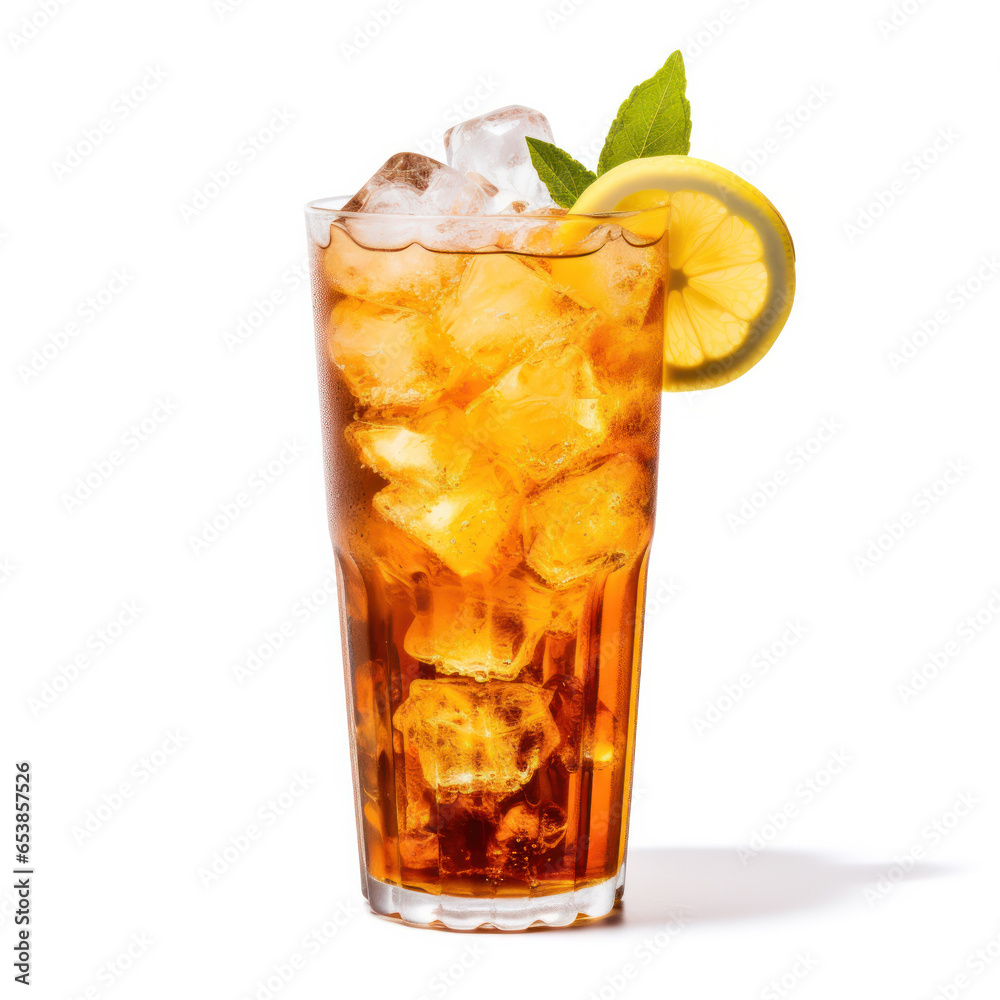 Glass of lemon ice tea isolated on white background Glass of lemon ice tea isolated on white background
