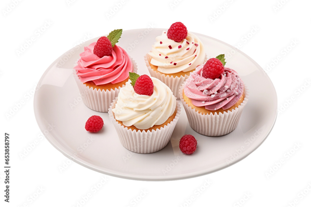 cupcake with icing and sprinkles on transparent background