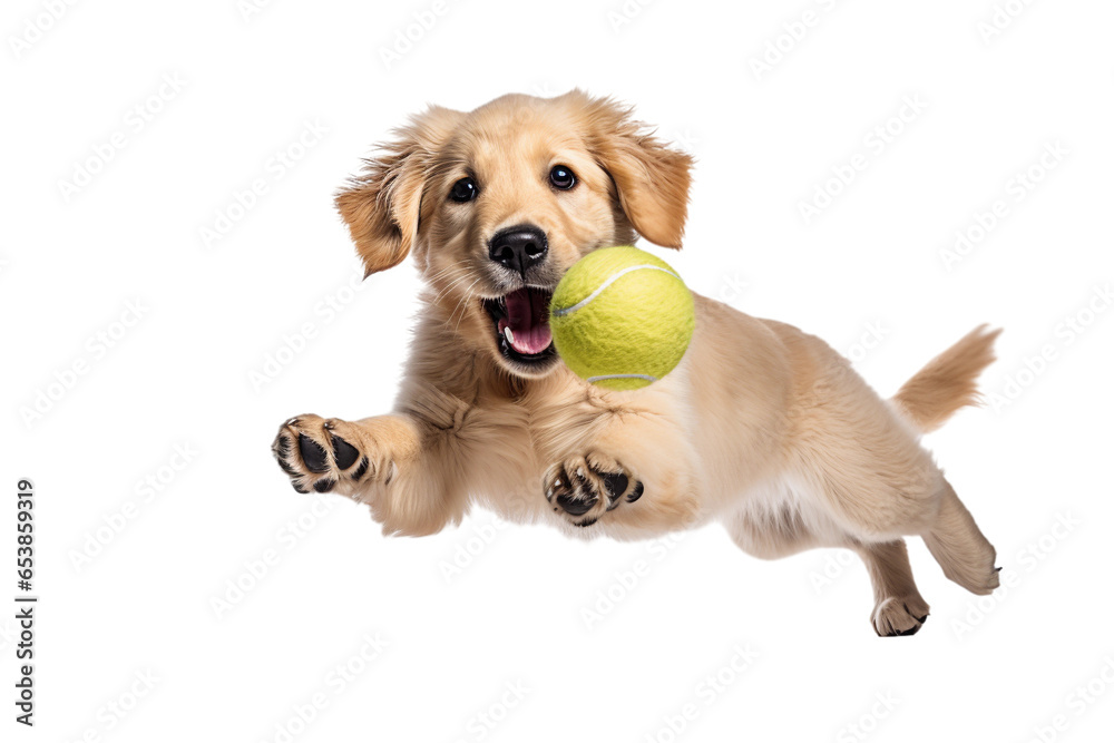 Obraz na płótnie dog in motion, playing, running isolated on transparent background w salonie