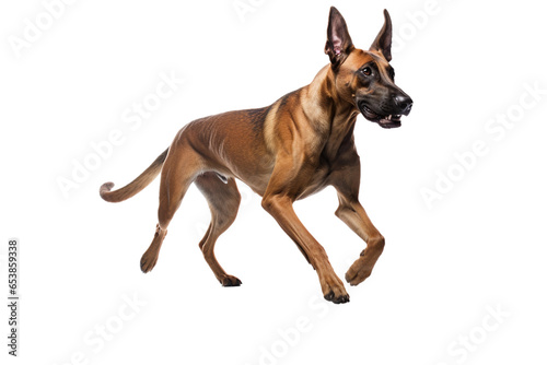 Photo dog in motion, playing, running isolated on transparent background