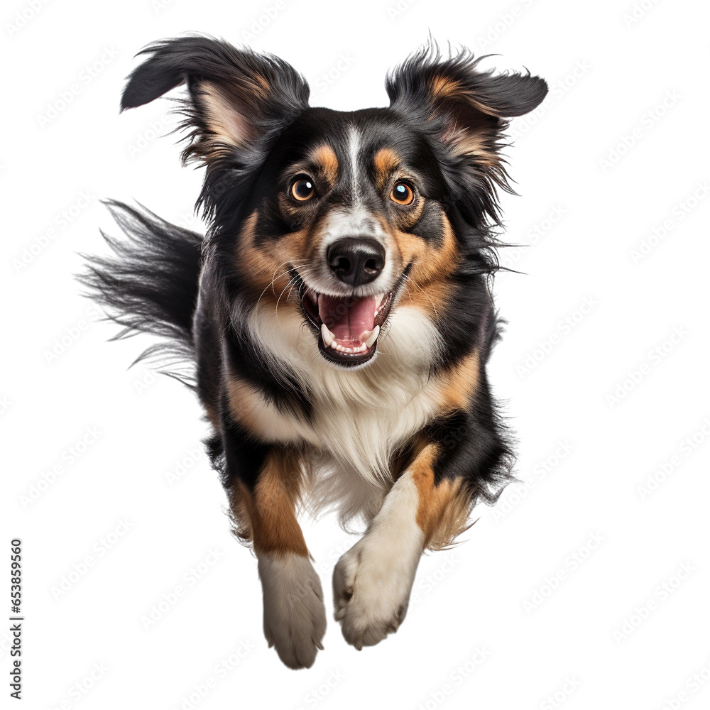 Fototapeta premium dog in motion, playing, running isolated on transparent background