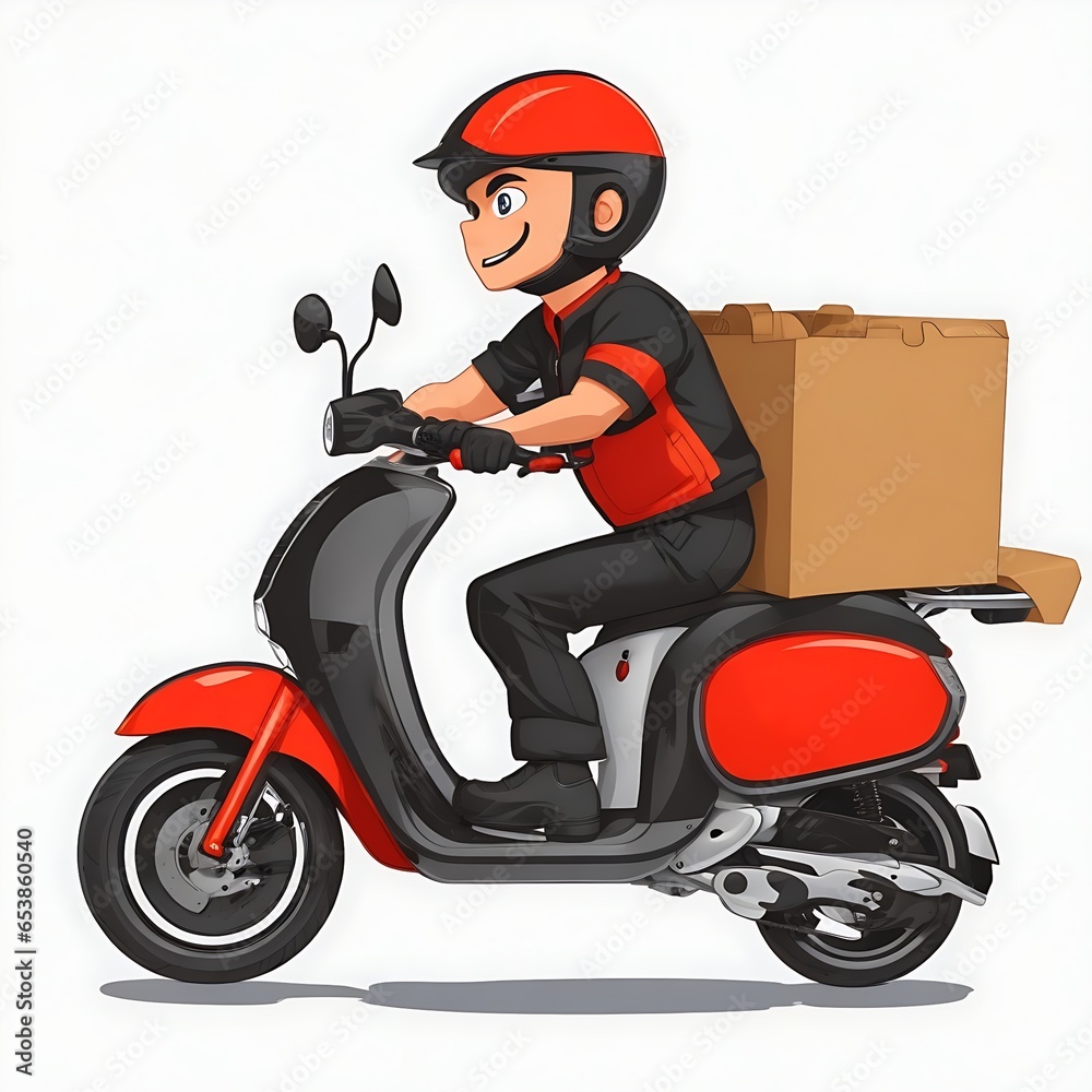 Vector fast food delivery man with box (Generative AI) Vector fast food delivery man with box (Generative AI)