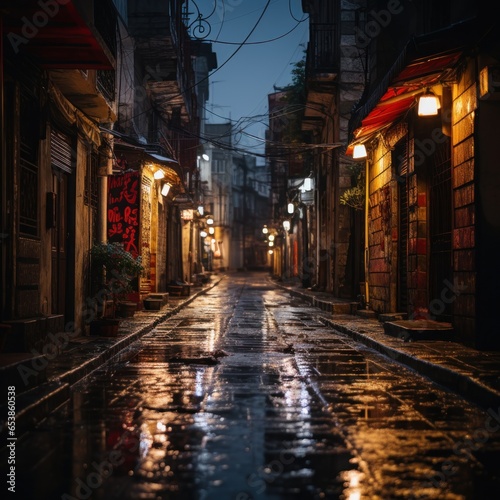 Moody  atmospheric alleyways and backstreets at night