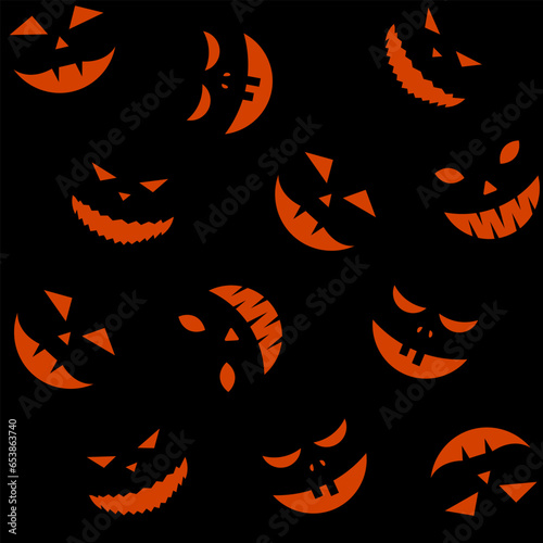 Halloween Jack O’ Lantern seamless pattern.Funny vector Halloween pumpkins. Illustration for background, cards, web design, posters, banners, textile prints, and wrapping paper. 