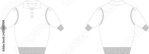 3 Button Short Sleeve Flat Sketch
