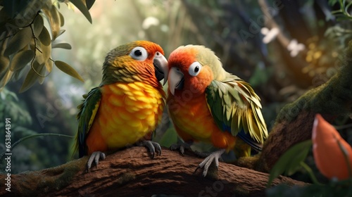 Pair lovebirds.Generative AI