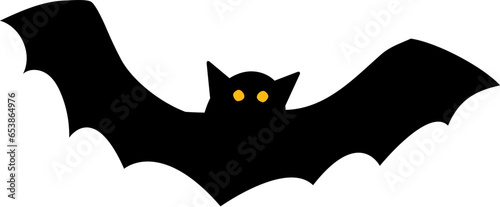 Halloween vector Illustration of spooky, cute and fun flying black bat with eyes.