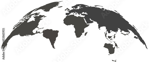 Simplified black and white world map in classic, vintage style. Elagant world map graphic, for infographics or presentations, educational or historical projects.