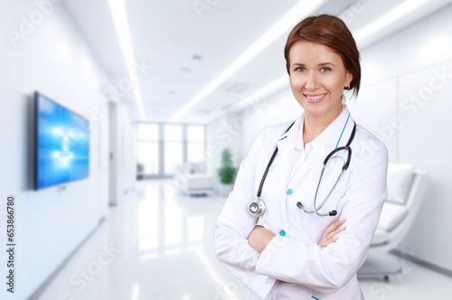 Female young medical assistant in clinic