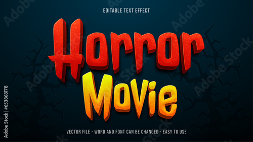 Editable text effect horror movie theme, halloween text style mock up