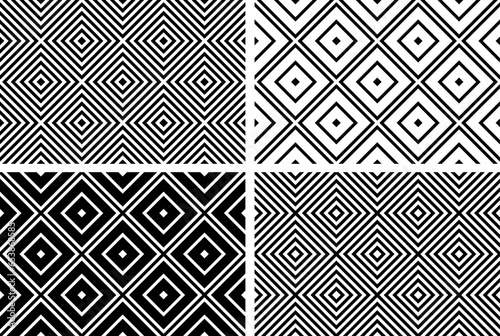 Set of Seamless Geometric Checked Patterns.