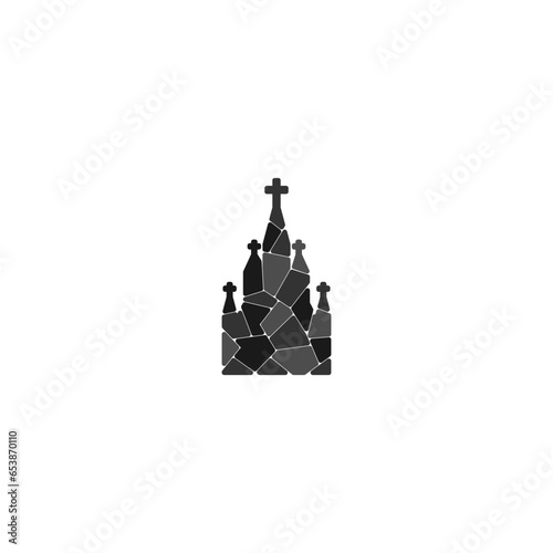 Принти на полотні Church stone icon isolated on white background