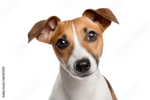 Dog portrait isolated on white background. Jack Russell Terrier looking at camera © Lazy_Bear