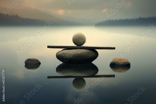 A peaceful balance in the water level. Generative AI