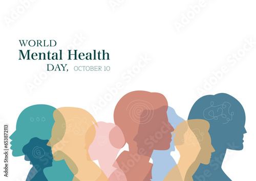 World Mental Health Day Concept Vector Illustration. Human brain positive