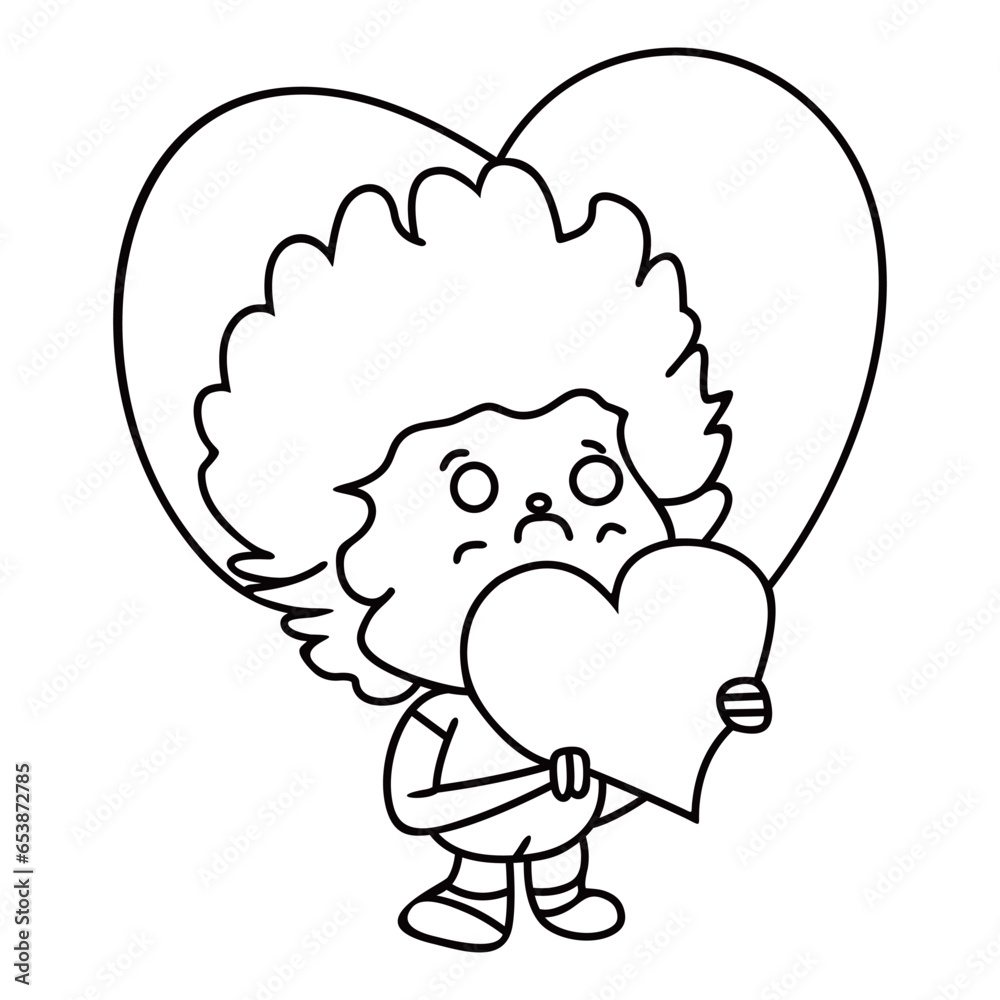 Valentines Day funny character line art Valentines Day funny character line art