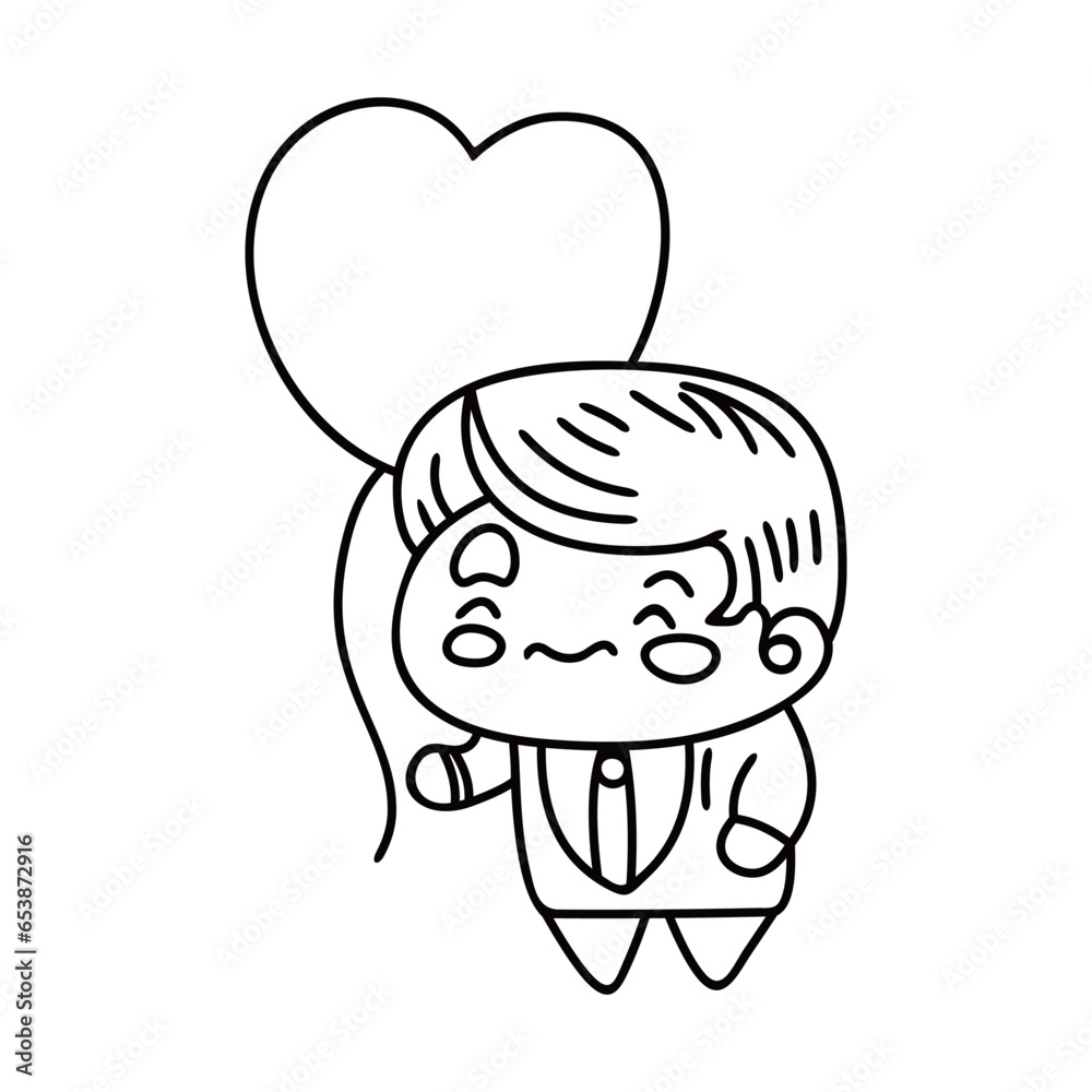 Valentines Day funny character line art Valentines Day funny character line art