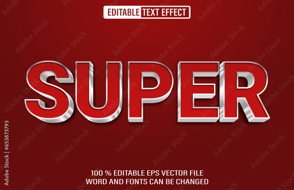 Super editable text effect 3d style template with gradient silver