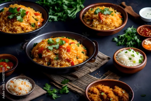 Rice pilau or Vegetable Biryani, and IndianMughlai cuisine rice specialty