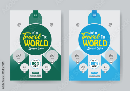 Vector Travel or Trip a4 flyer template for Agency