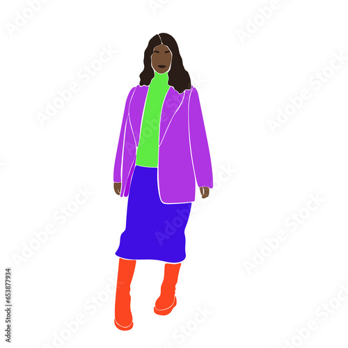 Fashionable Young Adult Teen Woman Girl Silhouette Minimalist Icon