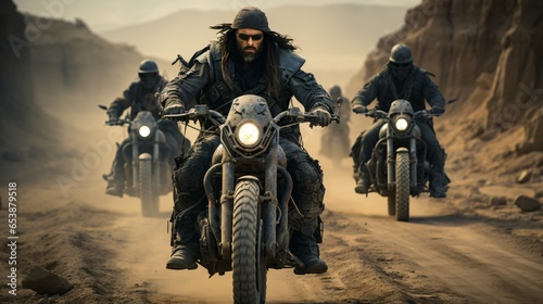 biker gang in the desert photo