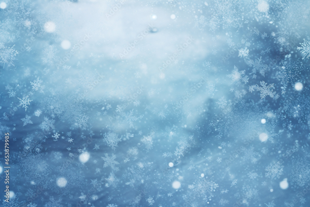Frosted Blue With Shimmering Snowfall Designs Background